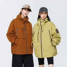 批发新款<b class='q'>春</b>秋薄款男女冲锋衣外套宽松休闲运动潮牌男款连帽夹克服