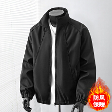 批发工厂直销款设计感拼接立领<b class='q'>外套</b><b class='q'>男</b>春秋款简约显瘦纯色立领<b class='q'>夹克</b>服