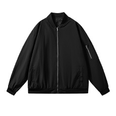 批发工厂直销春秋季休闲时尚百搭<b class='q'>棒球</b>服男外套纯色<b class='q'>棒球</b>领飞行员夹克男