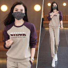 批发薄款洋气时尚运动服<b class='q'>套装</b><b class='q'>女士</b>春秋休闲百搭减龄圆领卫衣<b class='q'>套装</b>一整套