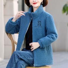 批发立领羊羔绒保暖外套女新款<b class='q'>中老年</b>棉衣冬季加绒加厚袄时尚妈妈<b class='q'>棉服</b>