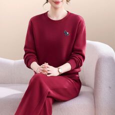 批发时尚圆领减龄卫衣春秋季套装女洋气新款<b class='q'>运动服</b>休闲两件套妈妈春装