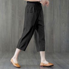 批发夏季新款<b class='q'>七分裤</b>女薄款时尚女装高腰宽松简约<b class='q'>哈伦</b>裤显瘦百搭萝卜裤