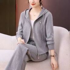 批发曼巴棉春秋季休闲女士<b class='q'>运动服</b>套装韩版连帽卫衣外套新款减龄两件套