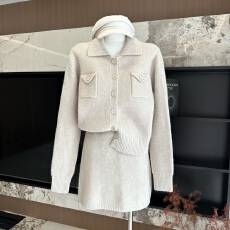 批发韩国东大门25年秋季新款百搭舒适翻领长袖一排扣半身短裙两件套装