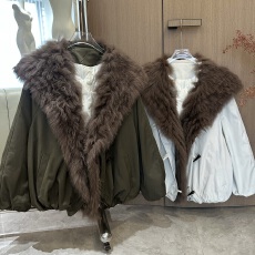 批发禾呈大毛领工装长袖羽绒服<b class='q'>外套</b>女秋冬复古休闲风宽松显瘦短款上衣