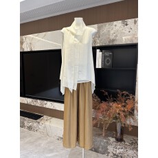 批发蝶宝嘻 腔调时刻 醋酸显瘦光泽感飘带无袖背心V领衬衫上衣<b class='q'>女</b>春季