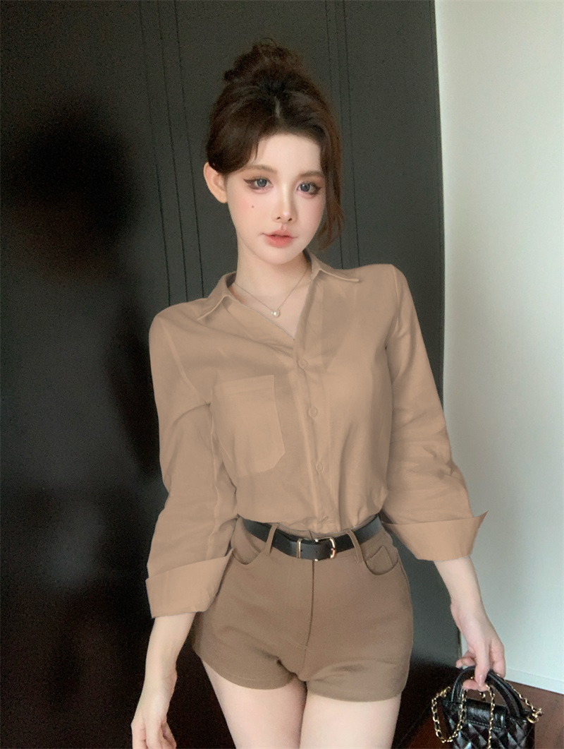 FA32348# 新款减龄穿搭一整套干练气质老钱风短裤防晒套装 服裝批發女裝批發服飾貨源