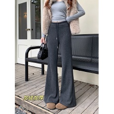 批发实拍实价 加绒加厚高腰显瘦修身百搭提臀微喇叭垂感运动休闲裤