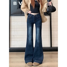 批发<b class='q'>实拍</b>实价 韩版高腰显瘦百搭中高个子牛仔微喇叭长<b class='q'>裤</b>