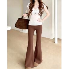 批发实拍实价 韩版V领<b class='q'>中长款</b>小飞袖修身收腰短袖上衣T恤百搭修身长<b class='q'>裤</b>