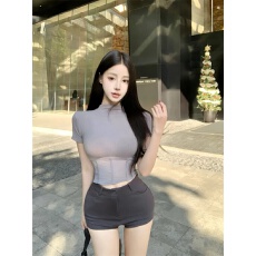 批发实拍实价 纯欲性感内搭修身显瘦打底拼接网纱高级感上衣丰胯<b class='q'>短裤</b>