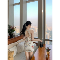 批发实拍实价 纯欲风拼花边收腰显瘦无袖包臀辣妹短款<b class='q'>连衣裙</b>