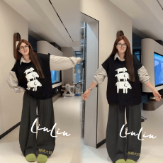 批发大码女装2025秋季新款韩系叠穿衬衫领显瘦假两件上衣显瘦