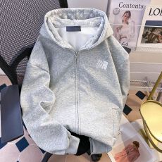 批发2025年秋冬新款刺绣<b class='q'>潮牌</b>情侣拉链连帽<b class='q'>卫衣</b>女宽松慵懒风外套