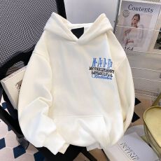 批发韩版字母刺绣连帽加绒卫衣女秋冬新款宽松大码情侣装上衣加厚外套