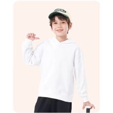 批发纯棉卫衣330克儿童卫衣连帽光板纯色男女同款整件压线