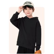 批发纯棉卫衣330克儿童卫衣连帽光板纯色男女同款整件压线