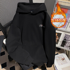 批发实拍<b class='q'>大码</b>女装加绒情侣卫衣男女秋冬潮新款宽松刺绣花保暖韩版上衣