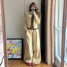 批发美式复古短款<b class='q'>夹克</b>外套女2026年<b class='q'>新款</b>巨好看的秋季韩系穿搭一整套装