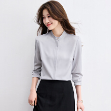 批发实拍 气质立领衬衫女设计感小众2026新款春秋高级感<b class='q'>职业</b>白衬衣