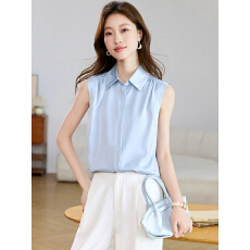 批发实拍 2026 设计感小众无袖白衬衫女叠穿打底衬衣<b class='q'>OL</b>