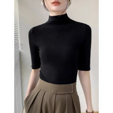 批发半高领五分<b class='q'>袖</b>打底衫2025春秋新款西装内搭纯色简约半<b class='q'>袖</b><b class='q'>上衣</b>