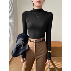 批发半高领<b class='q'>打底衫</b>女内搭高级感秋冬加绒加厚<b class='q'>莫代尔</b>紧身磨毛上衣服