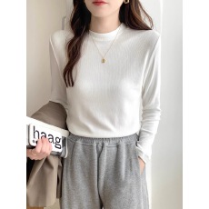 批发半高领西装内搭打底衫女春秋冬季2025新款长袖<b class='q'>白色</b>t恤小立领上衣