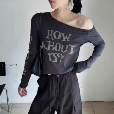 批发甜辣妹一字肩打底衫女<b class='q'>长袖</b><b class='q'>t</b><b class='q'>恤</b>2026早秋新款修身内搭上衣