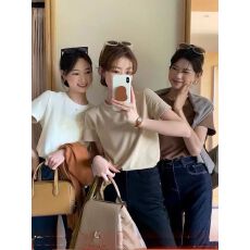 批发短袖T恤女春夏<b class='q'>宽松</b>2026年新款圆领半袖体恤内搭白色正肩上衣