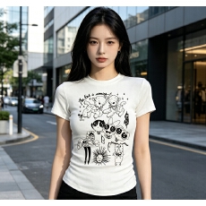 批发美式新款卡通动漫人物小领口短袖<b class='q'>T</b><b class='q'>恤</b>男女同款