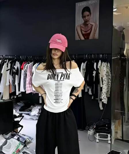 아메리칸 순수한 욕망 핫걸 비스듬한 어깨 알파벳 프린트 반팔 티셔츠 여성 여름 캐주얼 다용도 전후 둘 착용 ins 맨위