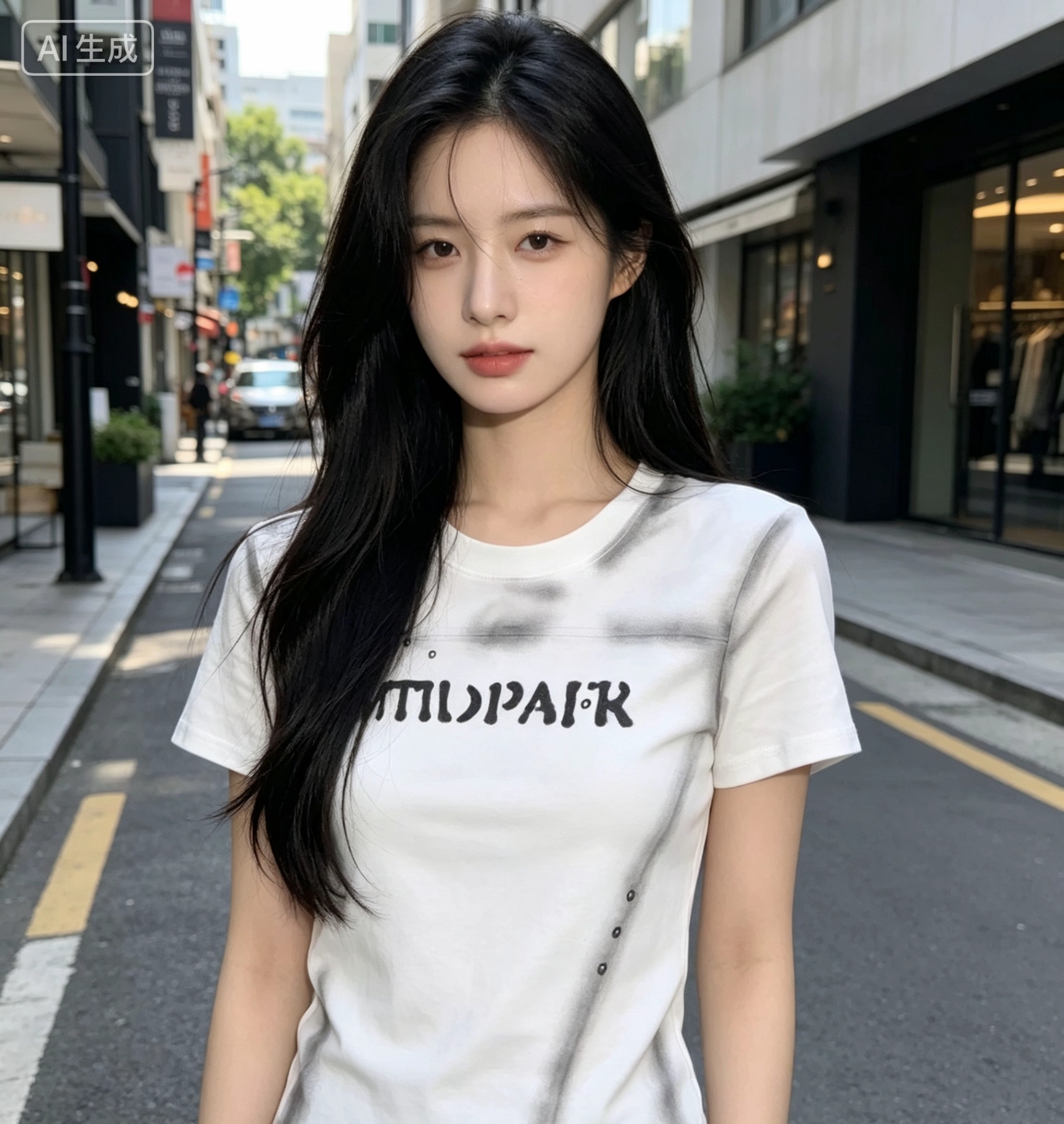 아메리칸 디자인 센스 비즈 박기 알파벳 프린트 반팔 티셔츠 여성 2026 여름 새로운 쇼트 스타일 동정 라운드 넥 맨위