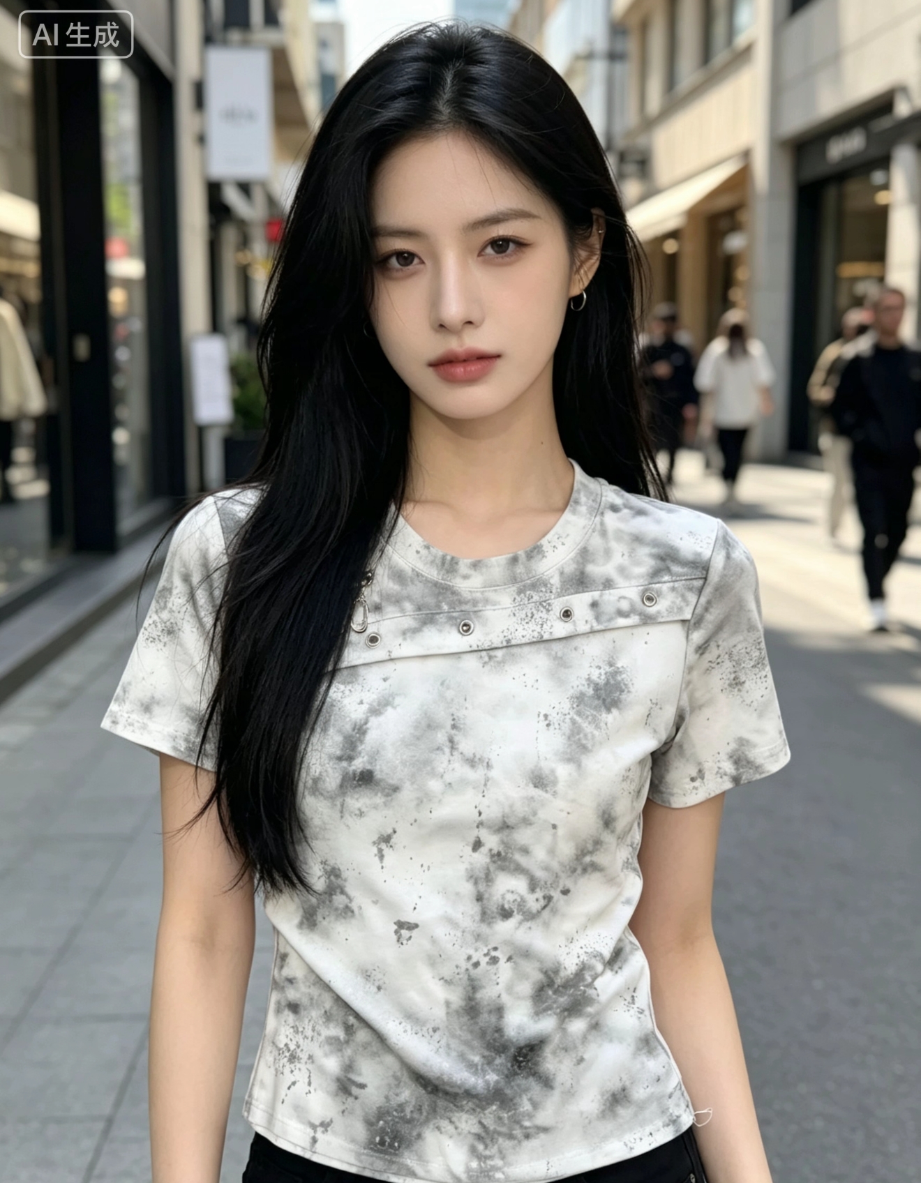 달콤한 차가운 핫걸 지퍼 디자인 라운드 넥 반팔 티셔츠 여성 여름 유럽 상품 새로운 긍정적 인 어깨 Chic 몸매 가꾸기 짧은 맨위