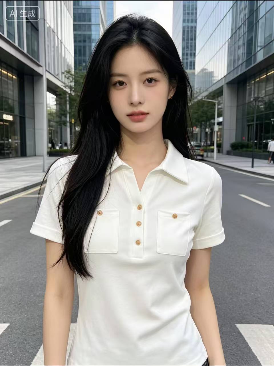 화이트 POLO 칼라 반팔 티셔츠 여성 2026 여름 새로운 몸매 가꾸기 쇼트 스타일 고유 한 폴로 칼라 반소매 동정 맨위