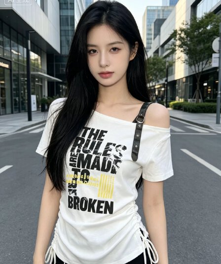 보트넥 이슬 비스듬한 어깨 반팔 티셔츠 몸매 가꾸기 작은 셔츠 여성 2026 여름 새로운 특별 아름다운 꼬집기 허리 짧은 맨위