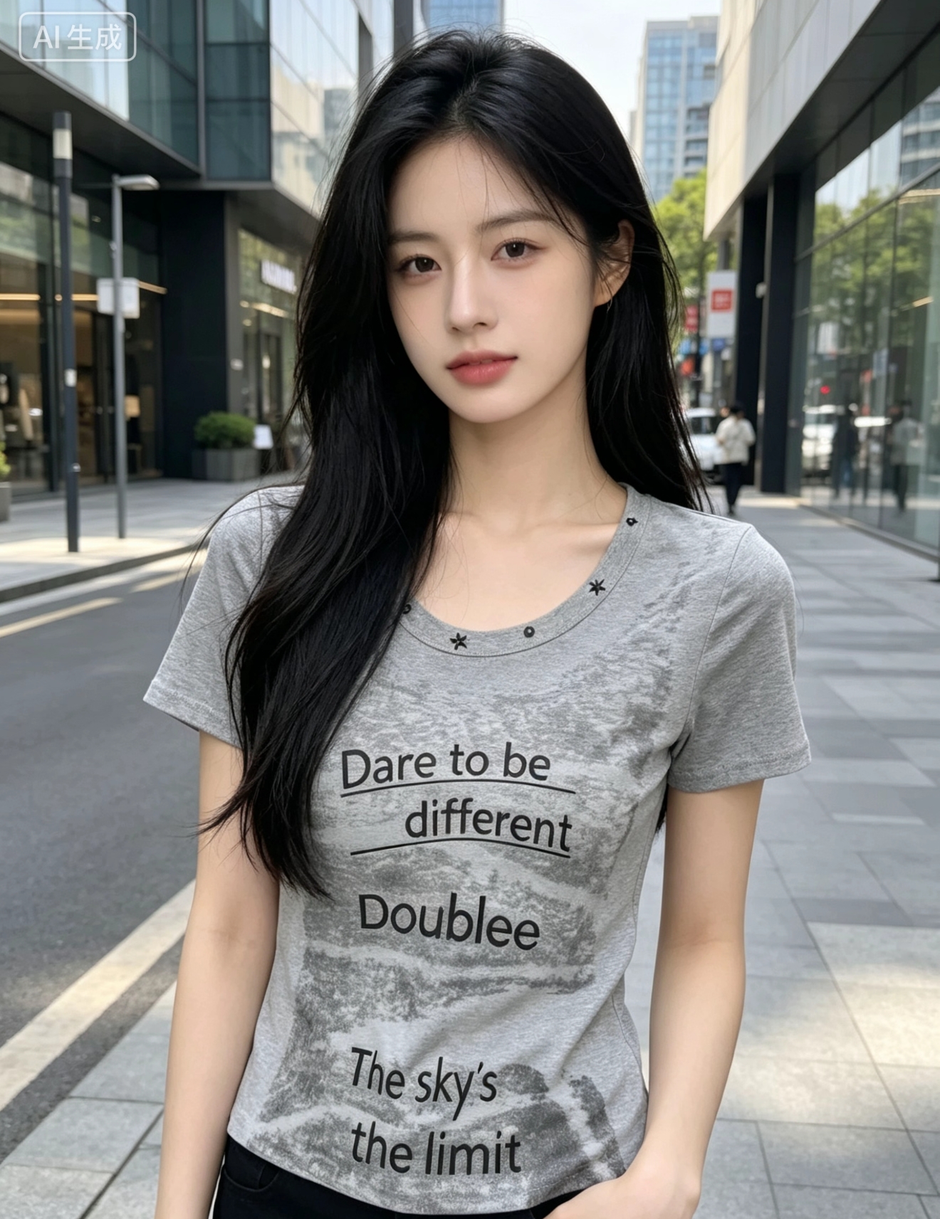 열세 개 2026 여름 새로운 한국 스타일 알파벳 프린트 라운드 넥 반팔 여성 다용도 몸매 가꾸기 슬림해 보이는 어깨 패드 맨위