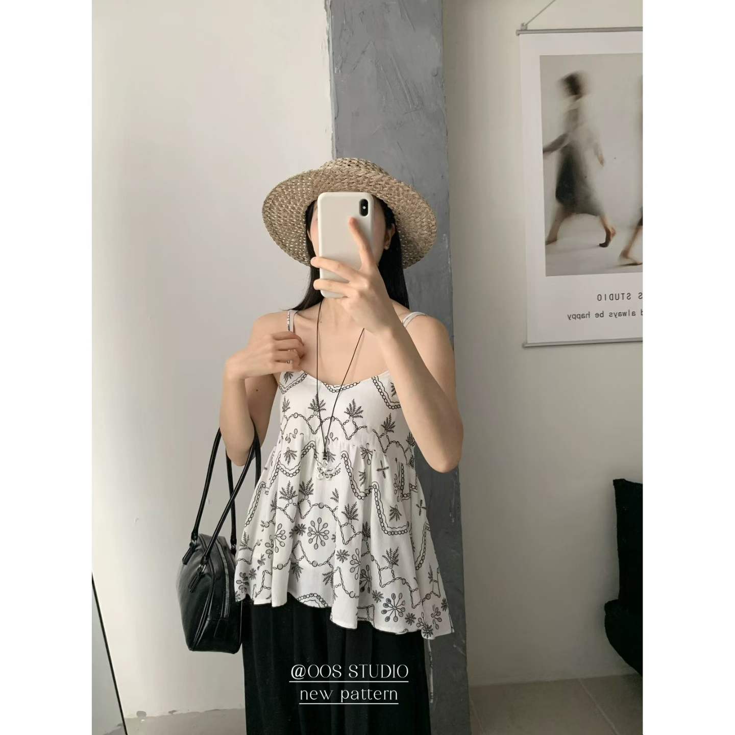 여름 켜기 새로운 레트로 자수 슬립 V넥 작은 셔츠 작은 셔츠
