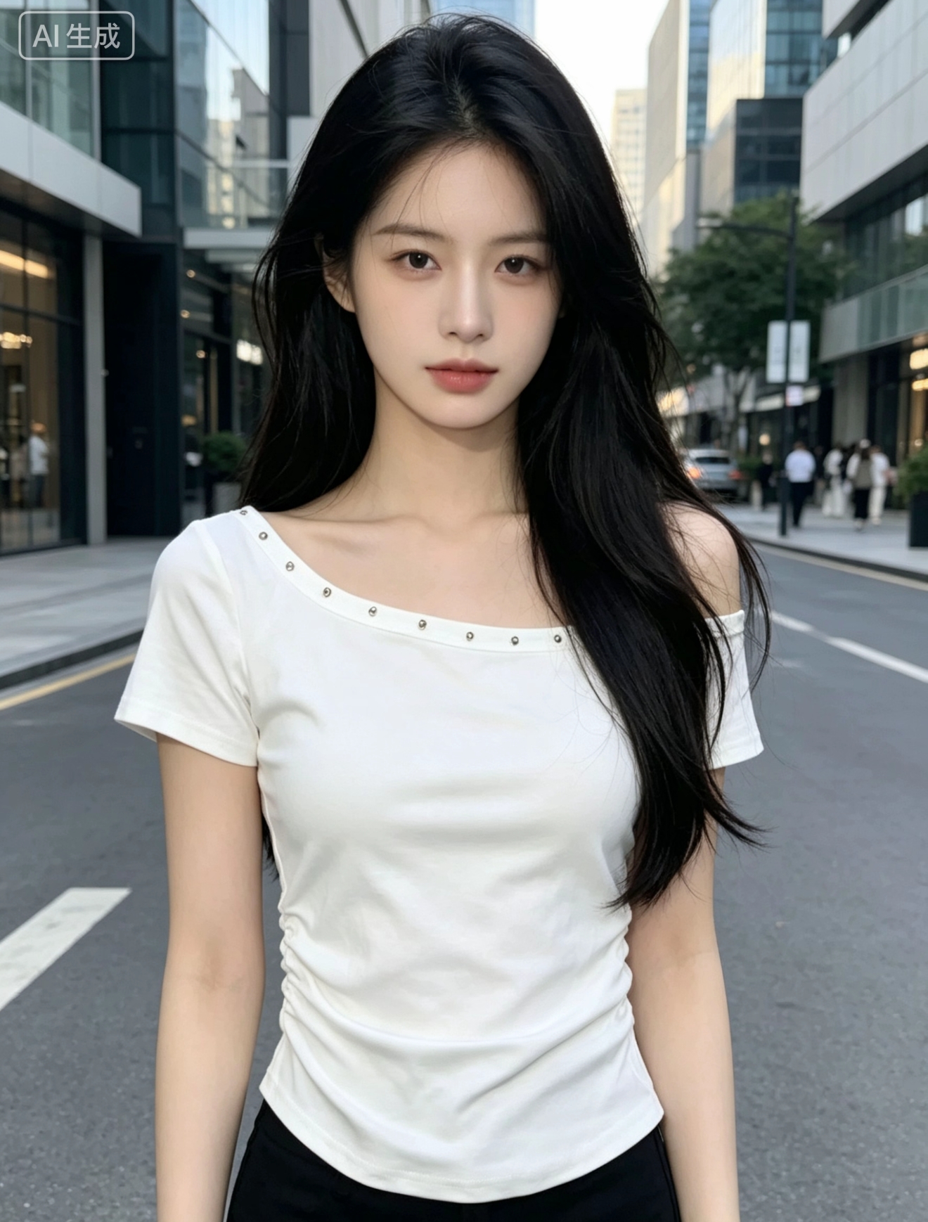 검정색 비스듬한 어깨 버드 나무 못 반팔 티셔츠 여성 여름 2026 새로운 디자인 센스 오프숄더 허리 수축 핫걸 맨위