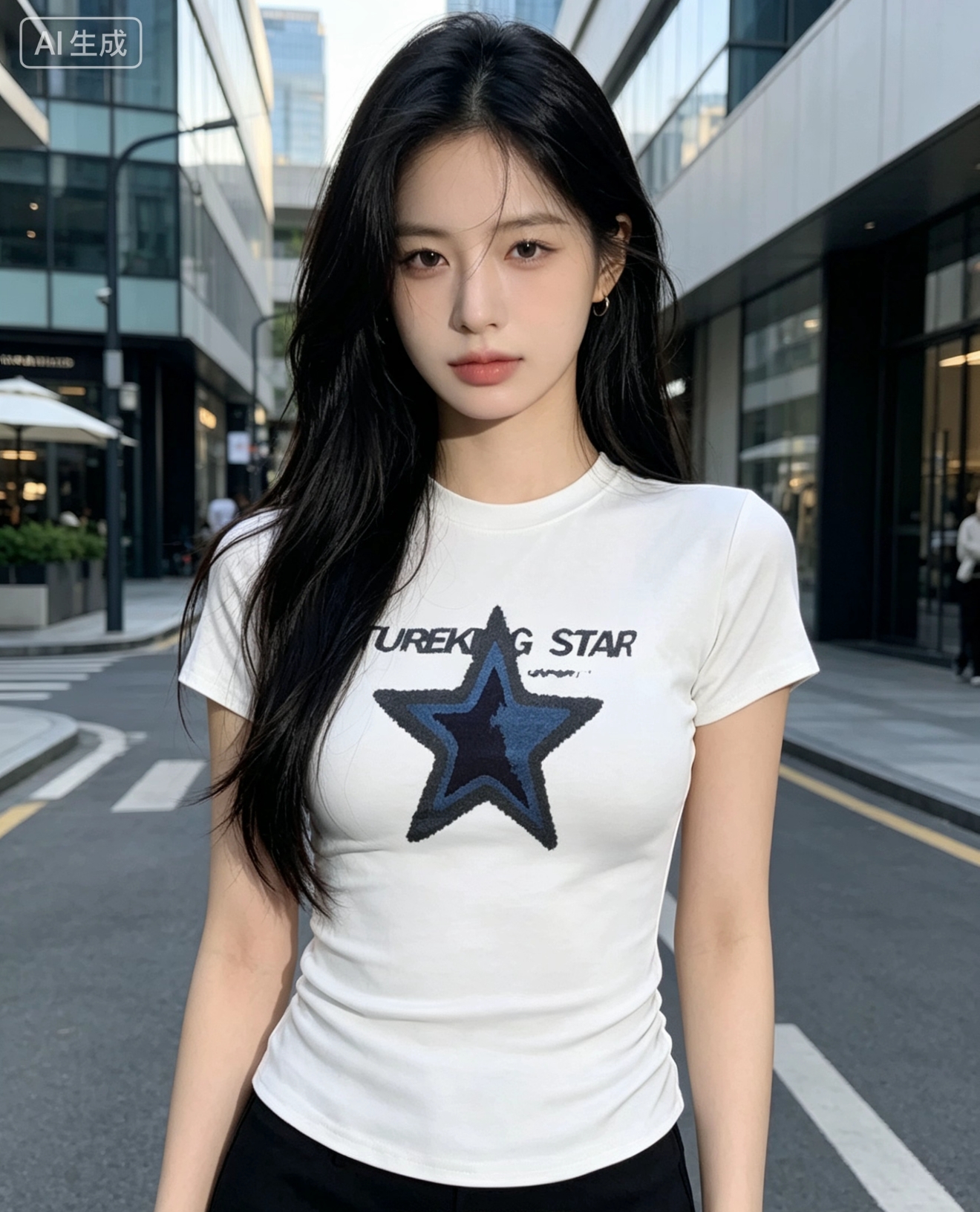 아메리칸 레트로 체크무늬 별 프린트 반팔 티셔츠 여성 2026 새로운 몸매 가꾸기 다용도 회색 긍정적 인 어깨 의류 ins