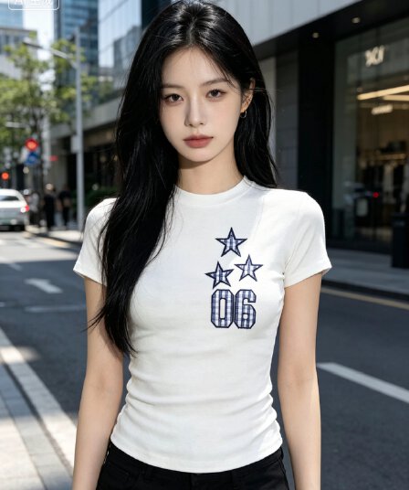 순면 아메리칸 긍정적 인 어깨 반팔 티셔츠 여성 여름 몸매 가꾸기 다용도 기초 섹션 디자인 센스 외국 가스 연령 감소 맨위 트렌디