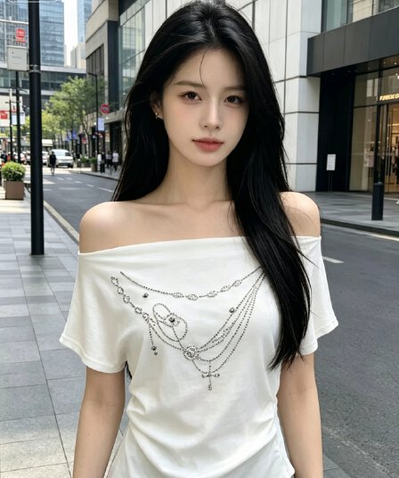 2026 여름 켜기 새로운 핫걸 목걸이 징 꼬집기 허리 오프숄더 반팔 티셔츠