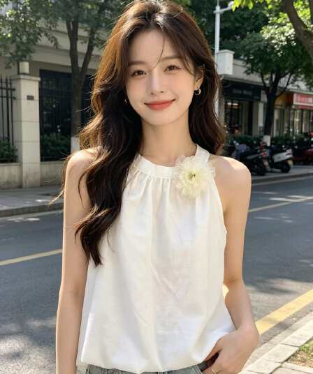 순수한 욕망 3 차원 꽃 리본 행침 목 조끼 여성 여름 휴가 바람 꽃밭 작은 셔츠 핫걸 절단 어깨 쉬폰 톱