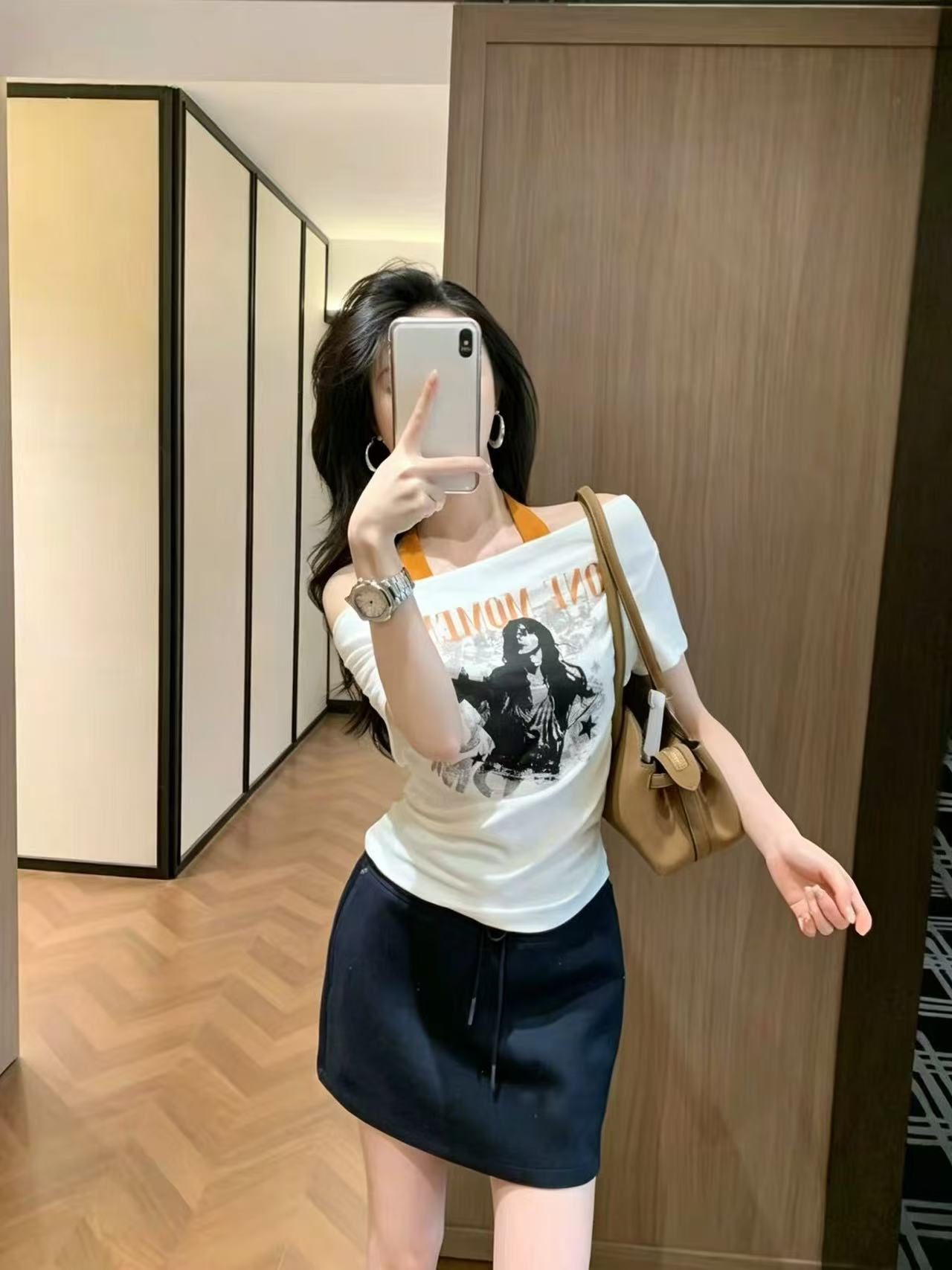 아메리칸 순수한 욕망 핫걸 인물 알파벳 프린트 행침 목 디자인 반팔 티셔츠 여성 여름 고유 한 아름다운 ins 맨위