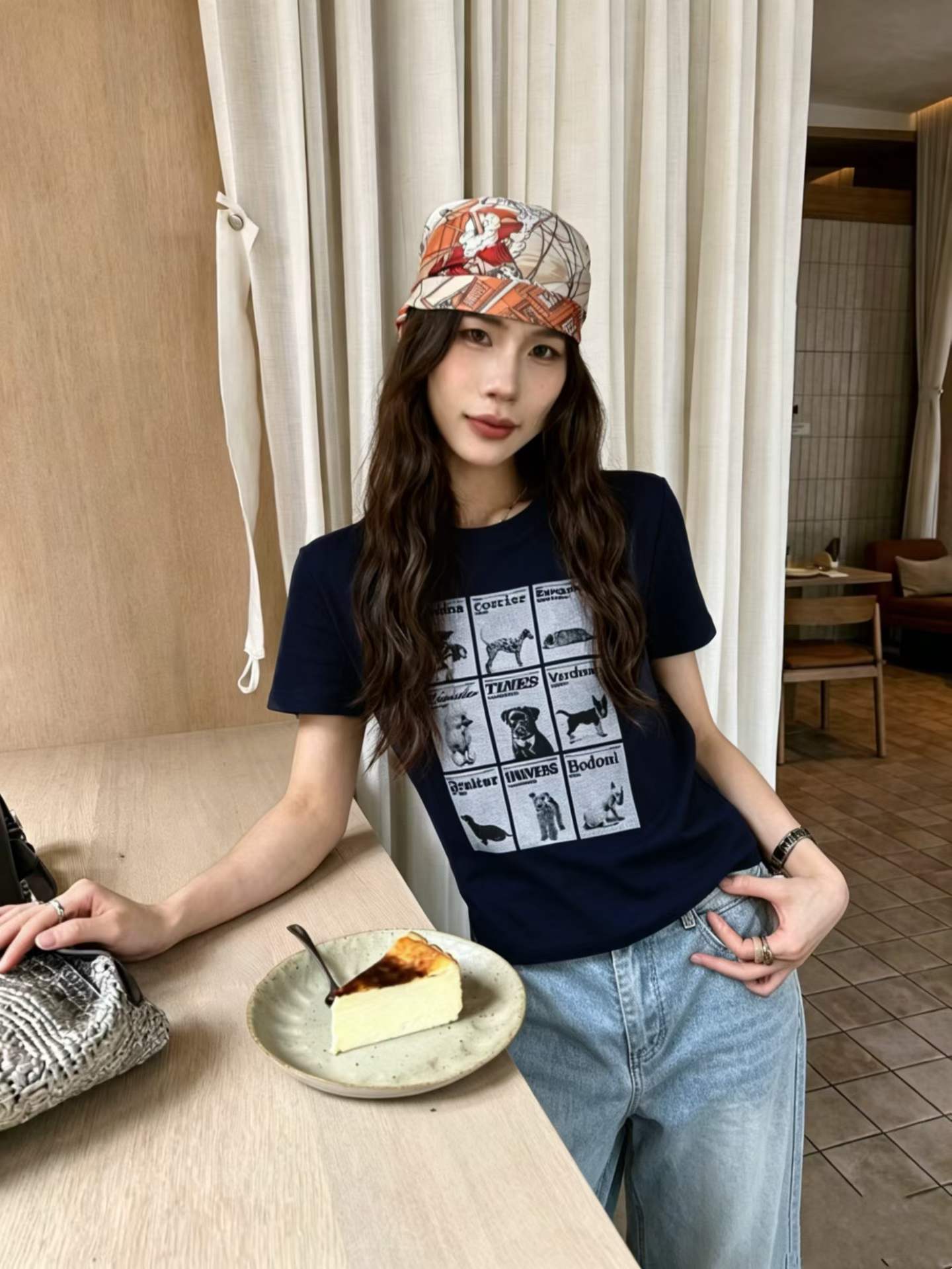 2026 여름 아메리칸 레트로 핫걸 지 공지 강아지 프린트 반팔 티셔츠 여성 라운드 넥 몸매 가꾸기 쇼트 스타일 맨위