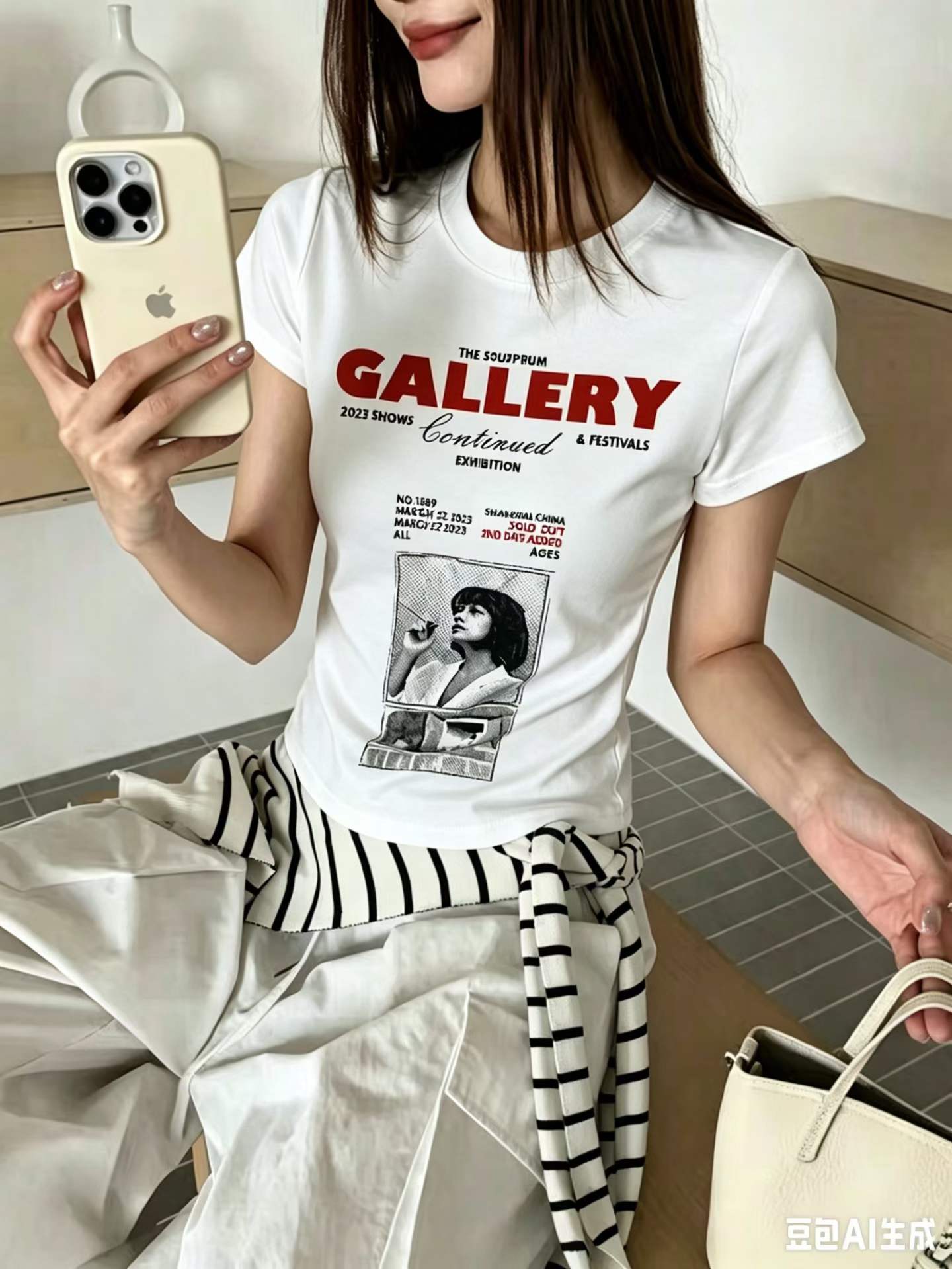 아메리칸 알파벳 초상화 프린트 라운드 넥 반팔 티셔츠 여성 핫걸 바람 몸매 가꾸기 허리 수축 맨위