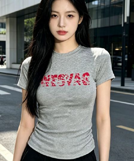 한국 스타일 알파벳 프린트 반팔 티셔츠 여성 여름 새로운 몸매 가꾸기 슬림해 보이는 작은 키 다용도 긍정적 인 어깨 쇼트 스타일 맨위