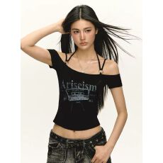 批发美式复古设计感短袖<b class='q'>t</b><b class='q'>恤</b>女夏季新款修身上衣