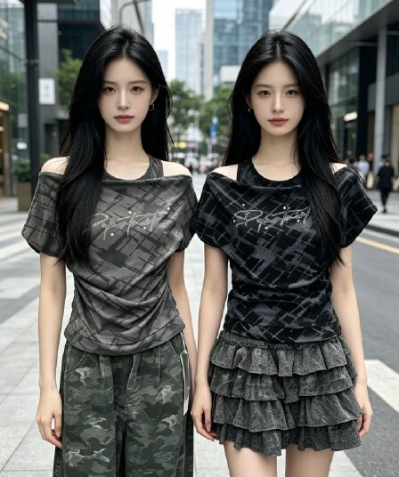 한 부서 레트로 배색 체크무늬 오프숄더 반팔 티셔츠 여성 여름 달콤한 매운맛 바람 핫걸 맨위 ins